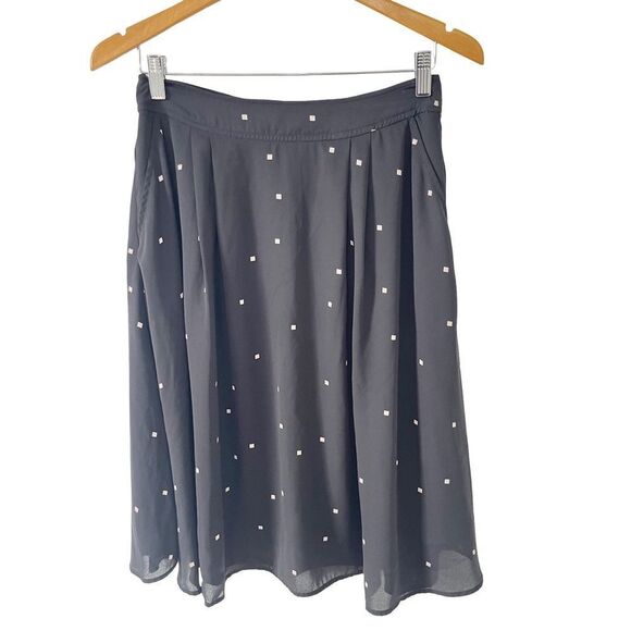 Anthropologie Daniel Rainn Black White Square Pattern Full A-Line Skirt - Picture 2 of 7